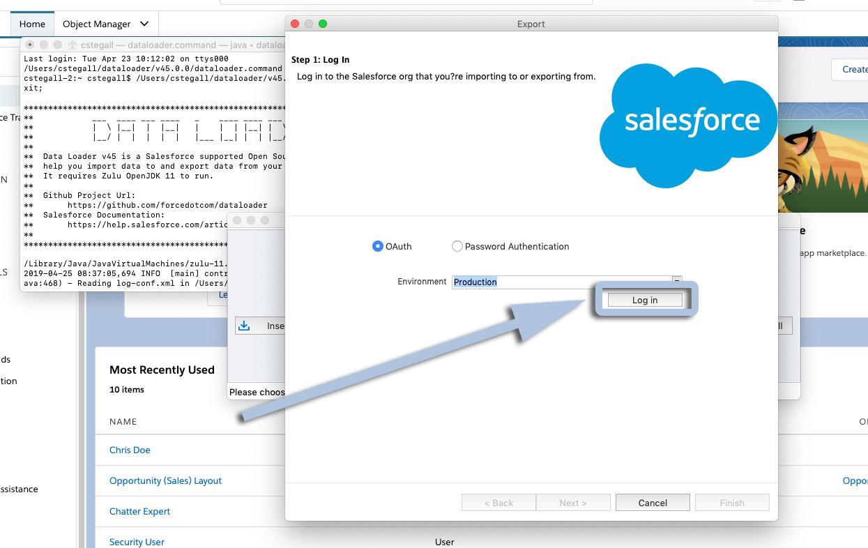 Arrow pointing to login