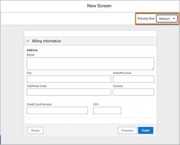 Preview Screen Sizes in Flow Builder